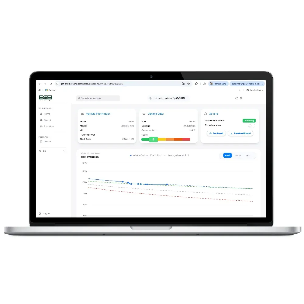 Plateforme EValue de suivi de la valeur résiduelle des véhicules électriques